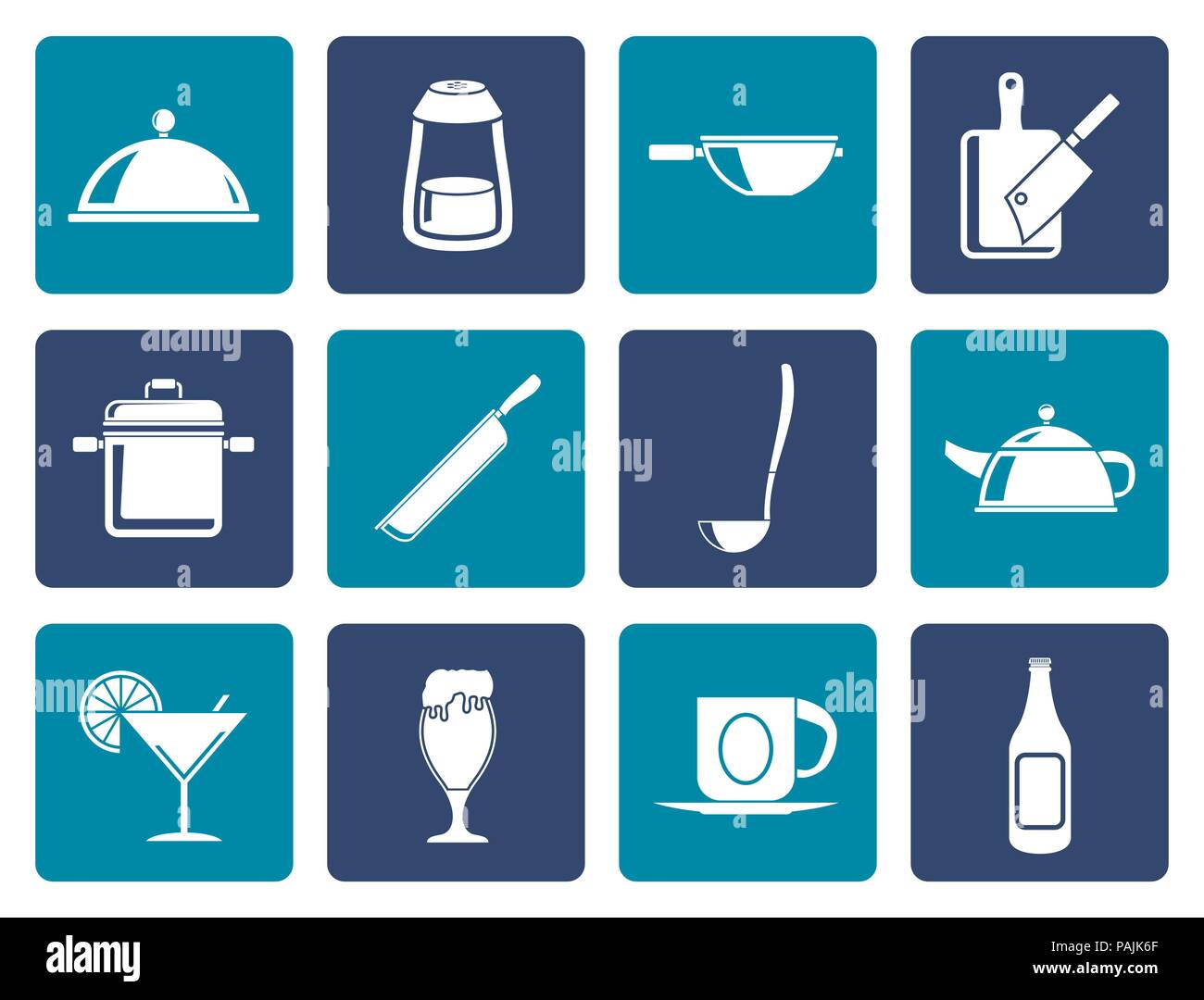 Flat Restaurant, cafe, food and drink icons - vector icon set Stock ...