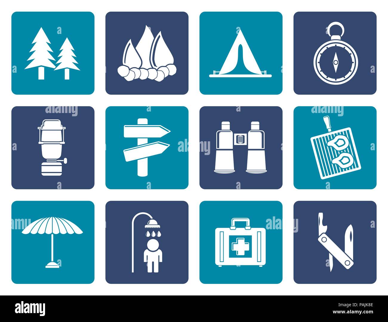 Flat Camping, travel and Tourism icons - vector icon set Stock Vector ...