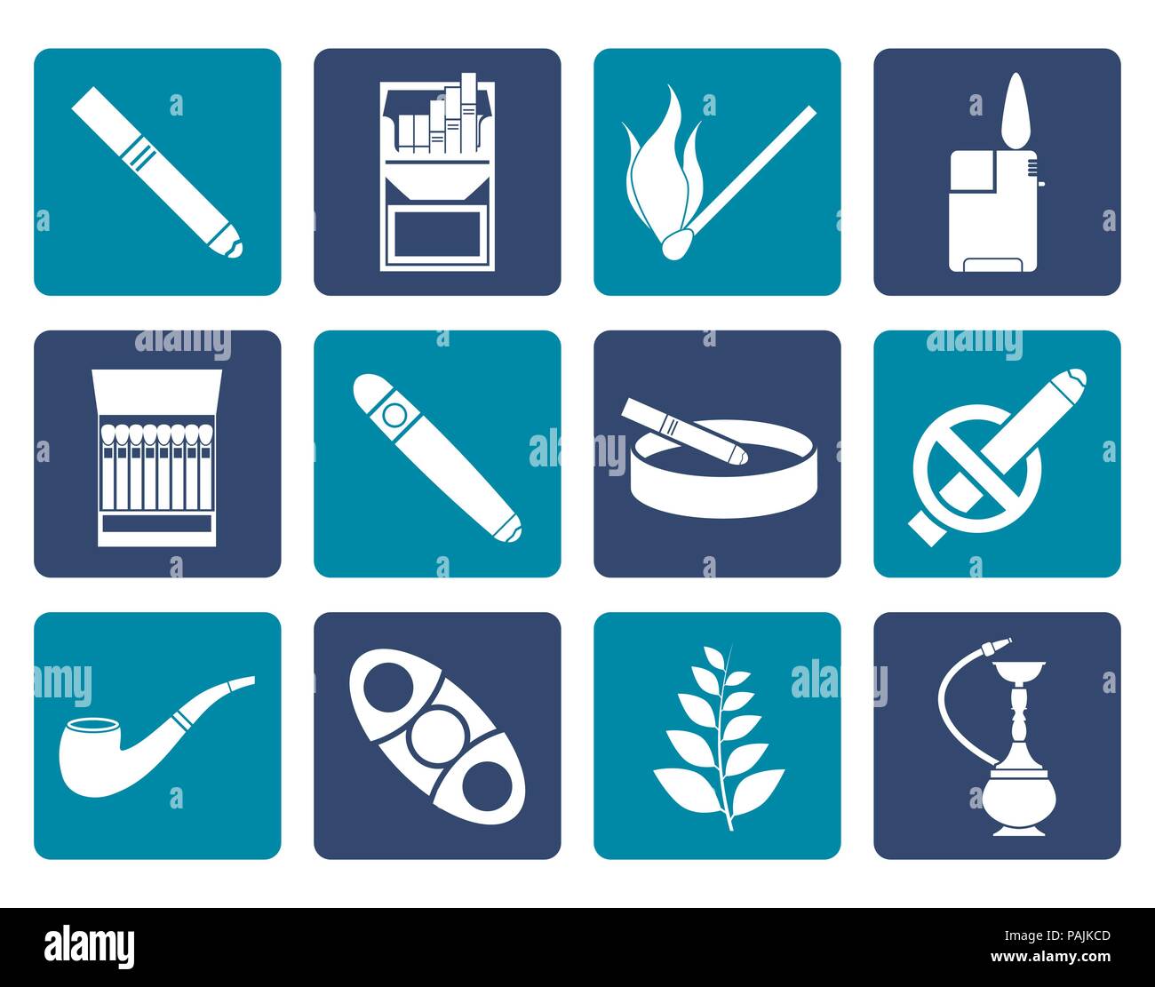 Flat Smoking and cigarette icons - vector icon set Stock Vector