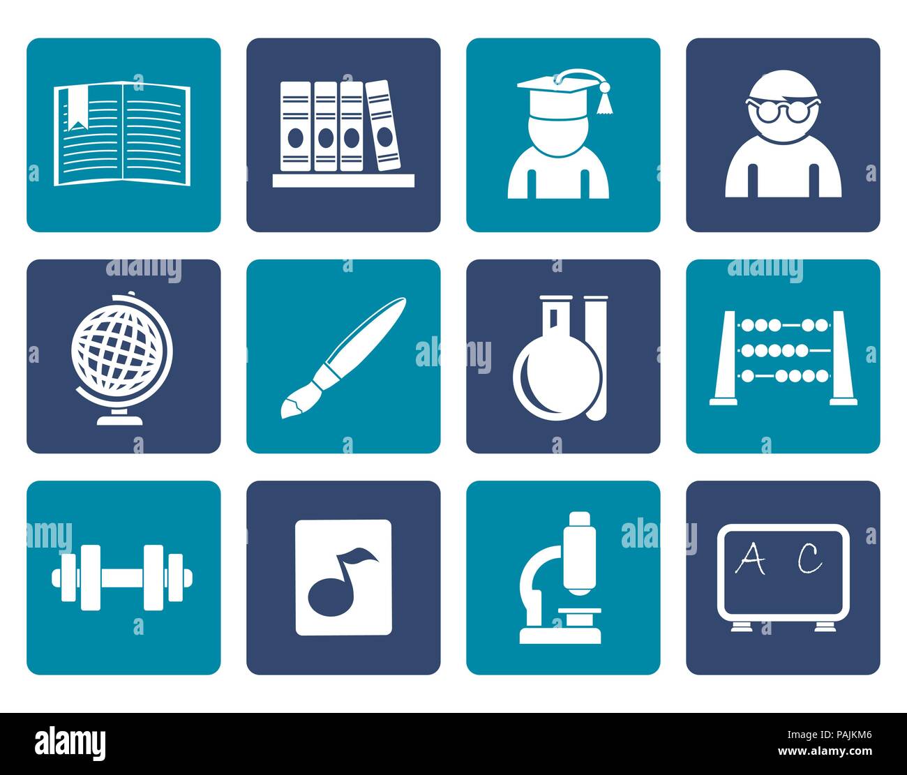 Flat school and education icons - vector icon set Stock Vector Image ...
