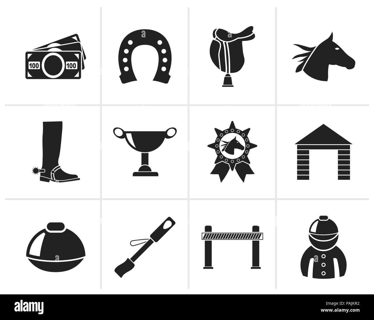 Black Horse Racing and gambling Icons - vector icon set Stock Vector ...