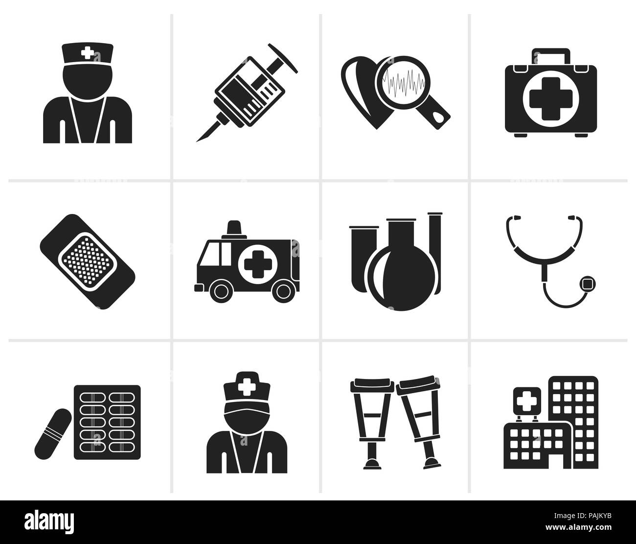 Black Medicine and healthcare icons - vector icon set Stock Vector ...