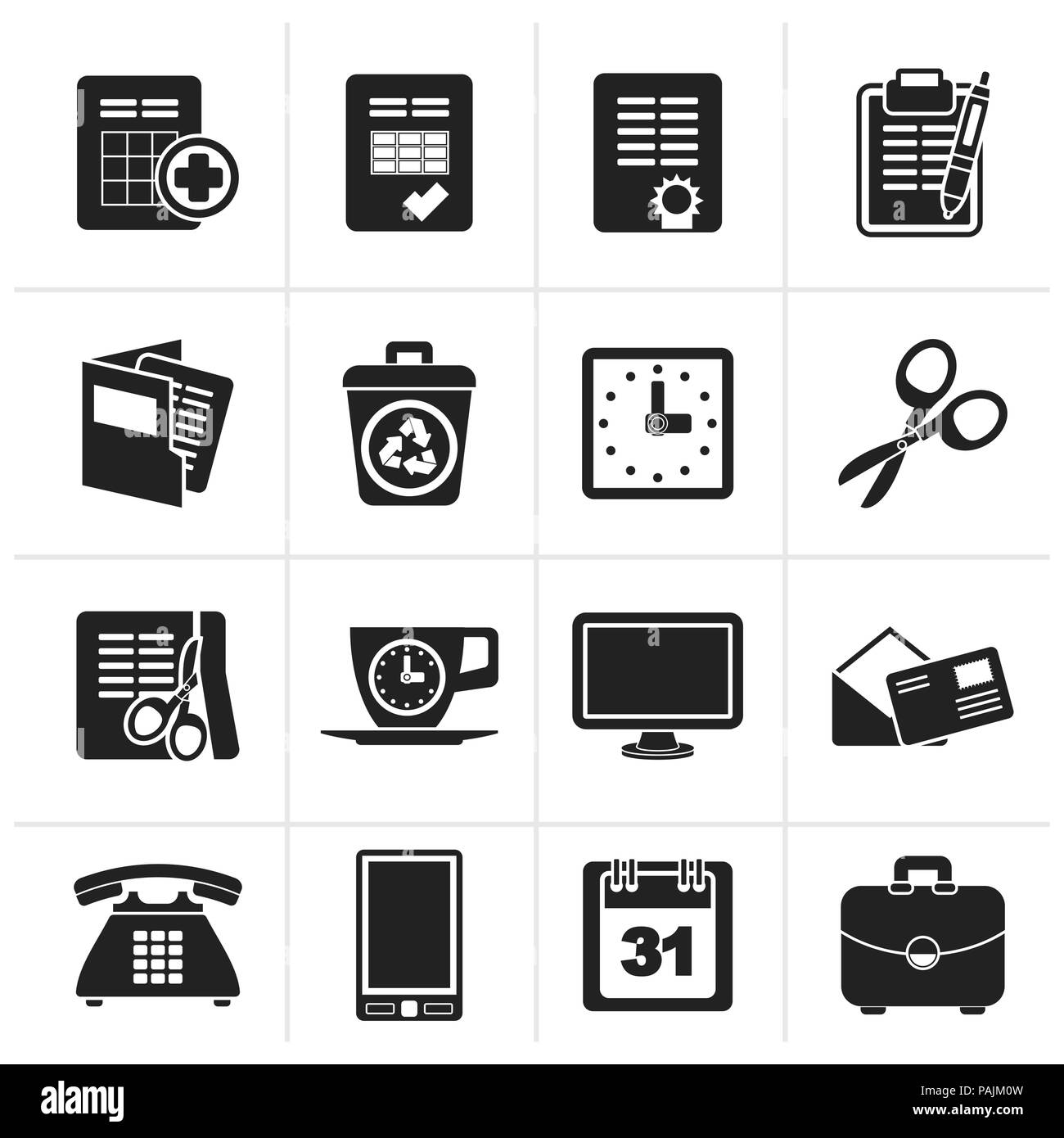 Black Business and office tools icons - vector icon set Stock Vector ...