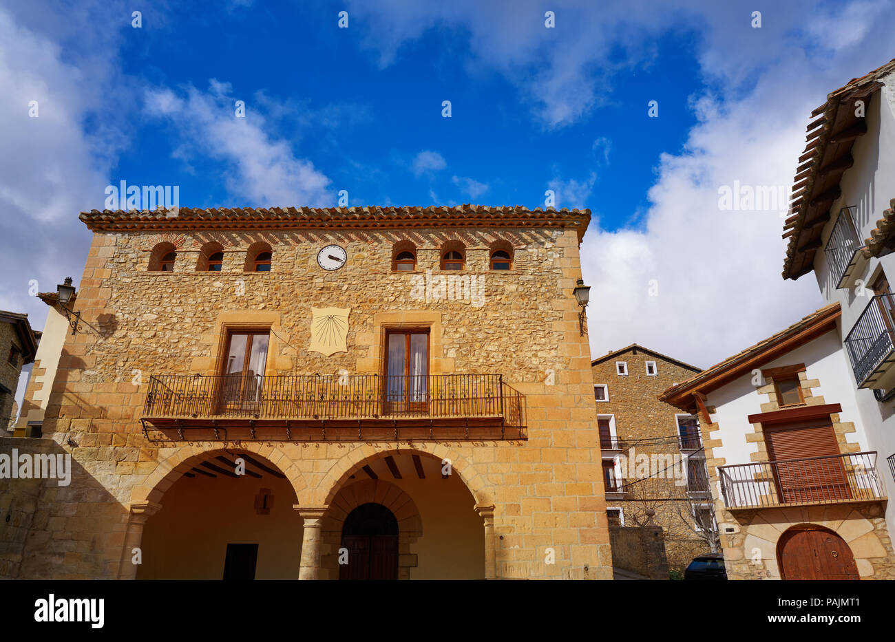 Nogueruelas village in Teruel of Spain at Gudar Javalambre Sierra Stock Photo