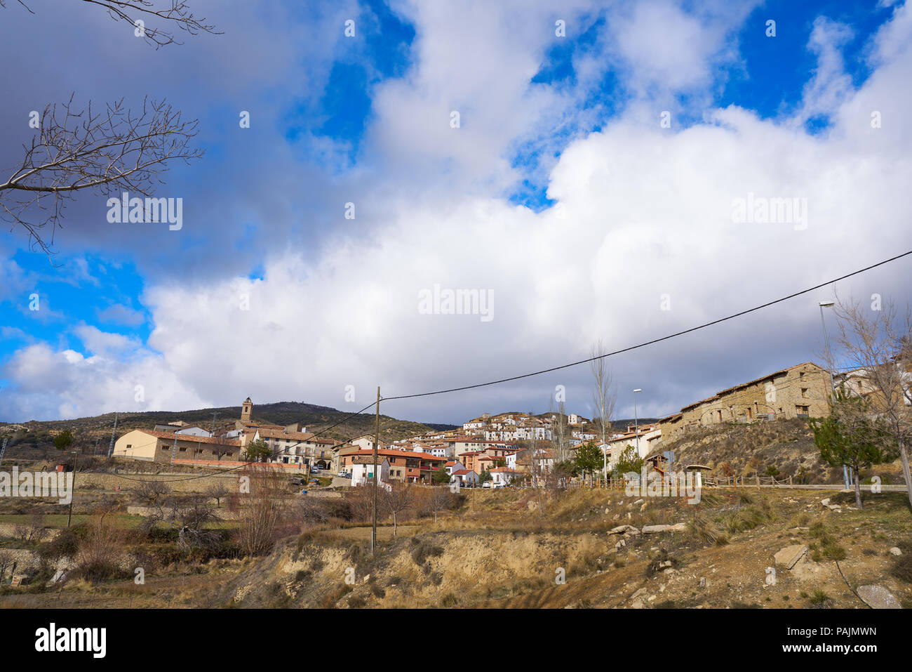 Nogueruelas village in Teruel of Spain at Gudar Javalambre Sierra Stock Photo