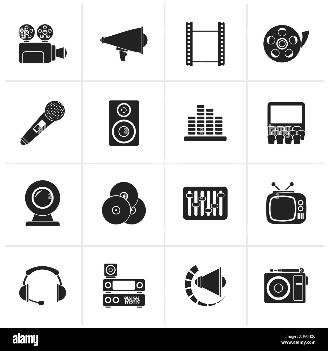 Black Audio and video icons - vector icon set Stock Vector Image & Art -  Alamy