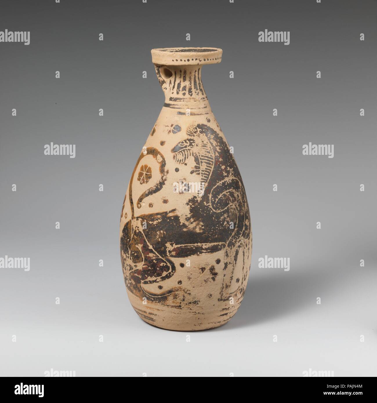 Terracotta Alabastron Perfume Vase Culture Greek Corinthian Dimensions H 8 1 8 In 7 Cm Date Ca 575 550 B C Pair Of Heraldic Seated Lions Museum Metropolitan Museum Of Art New York Usa Stock Photo Alamy
