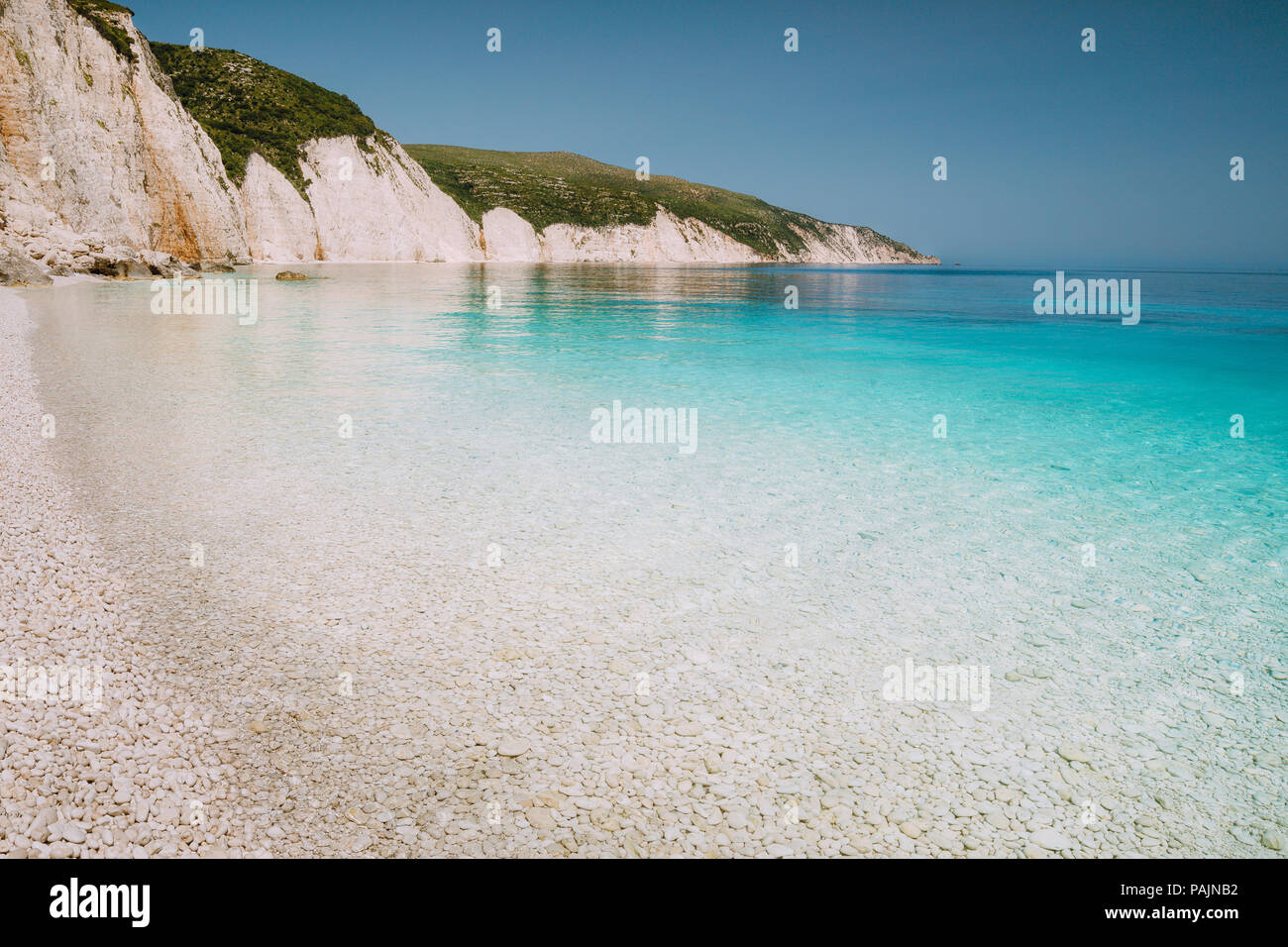 Fteri beach in Kefalonia Island, Greece. One of the most beautiful ...