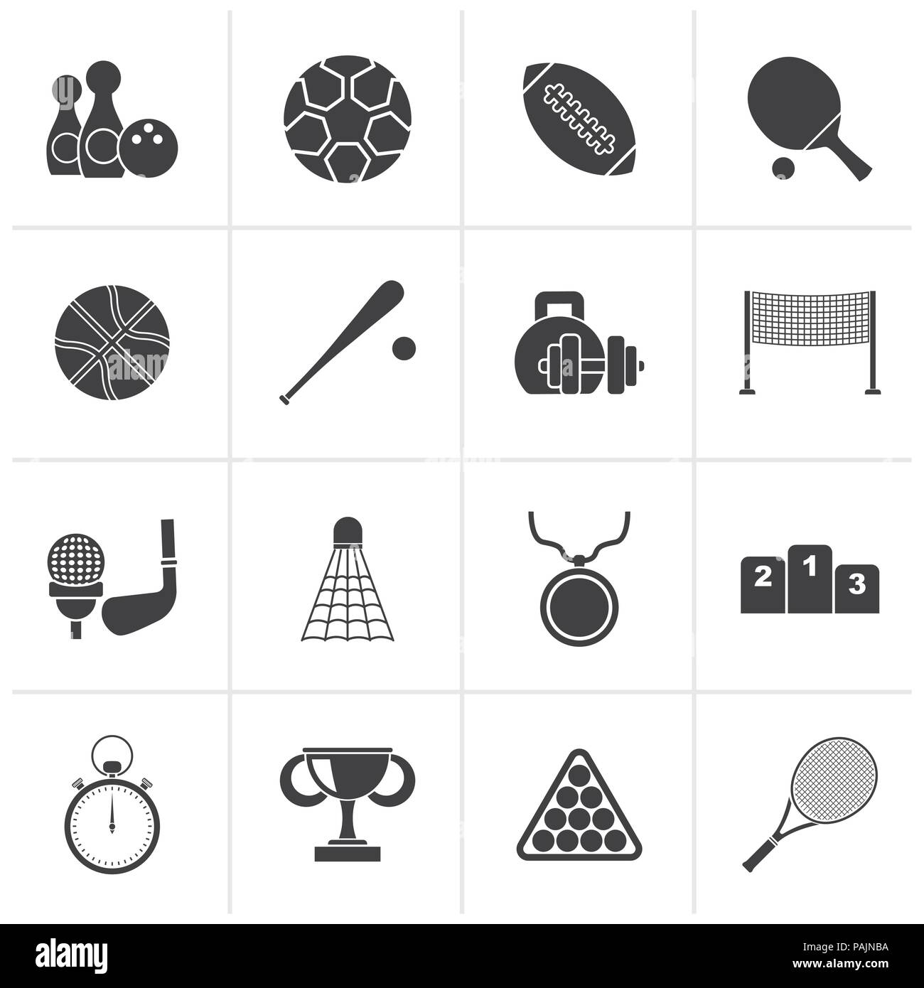 Black Sport equipment icons - vector icon set Stock Vector Image & Art ...