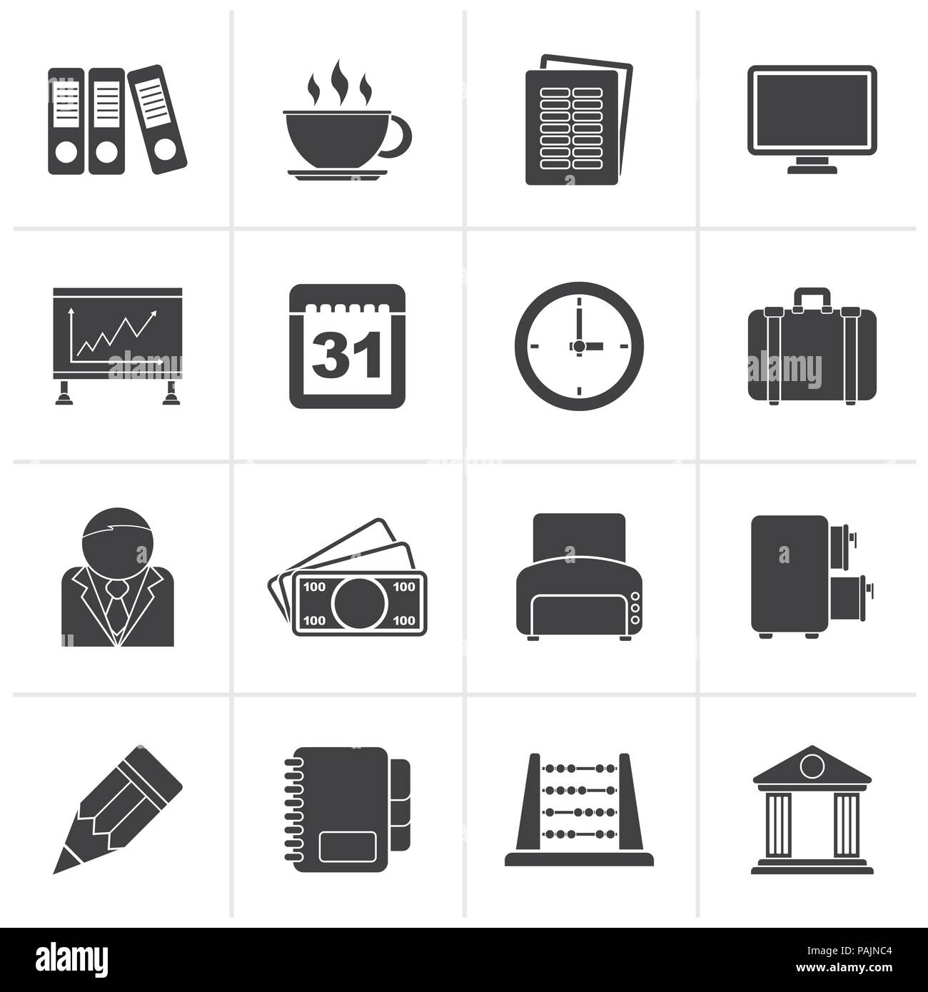 Black Business and office icons - vector icon set Stock Vector Image ...