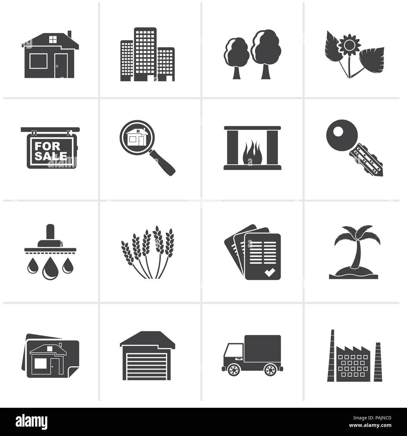 Black Real Estate and building icons - Vector Icon Set Stock Vector ...