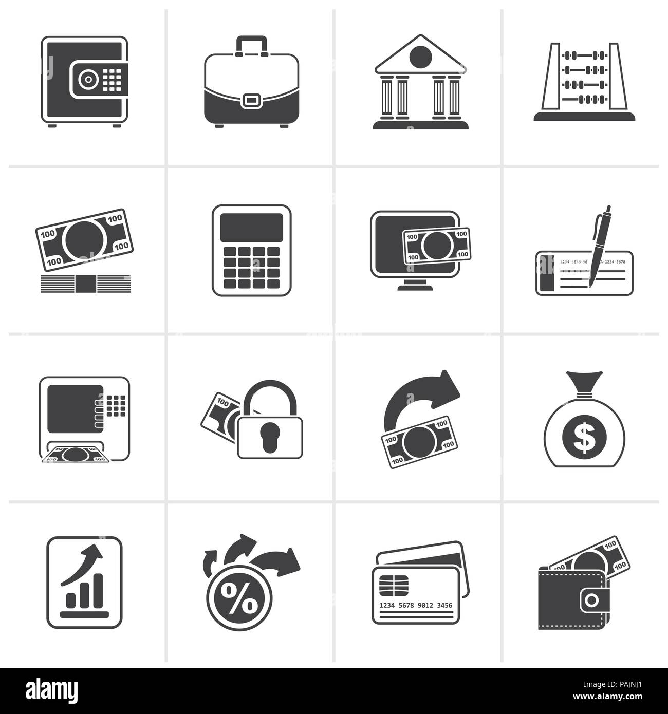 Black Bank, business and finance icons - vector icon set Stock Vector ...