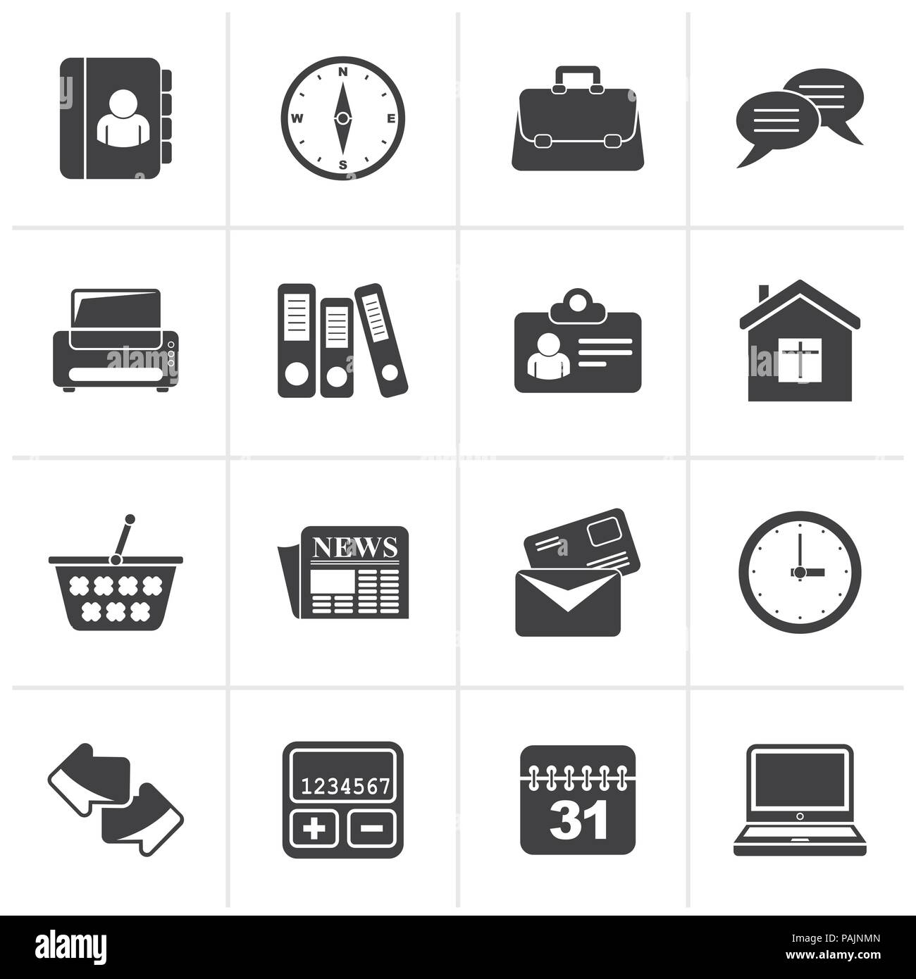 Black Business and office icons - vector icon set Stock Vector Image ...