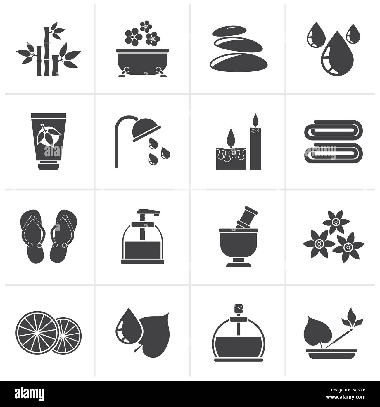 Black Spa and relax objects icons - vector icon set Stock Vector Image ...