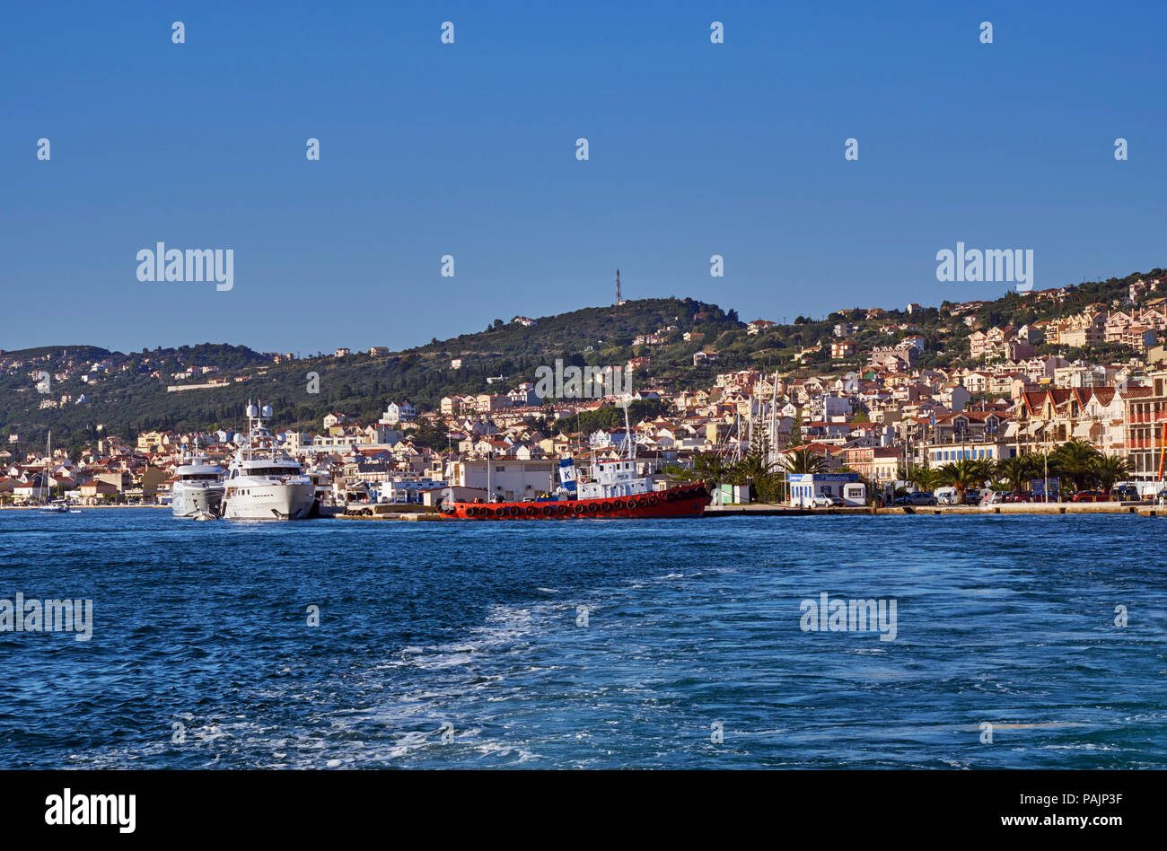 Port and town of Argostoli. Cephalonia, Ionian Islands, Greece. Stock Photo