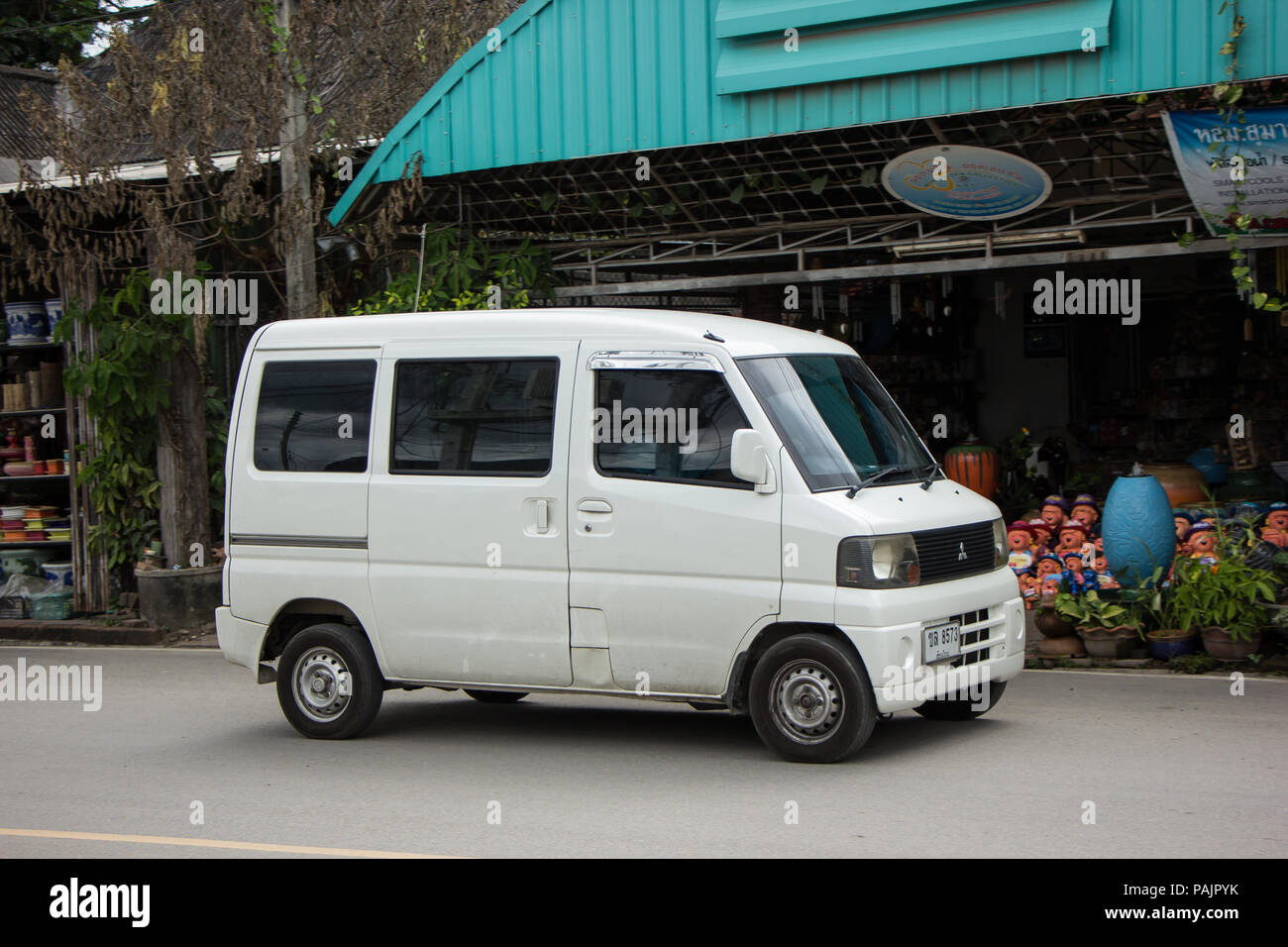 Chiangmai, Thailand - July 13 2018: Private Mitsubishi Minicab Van Car