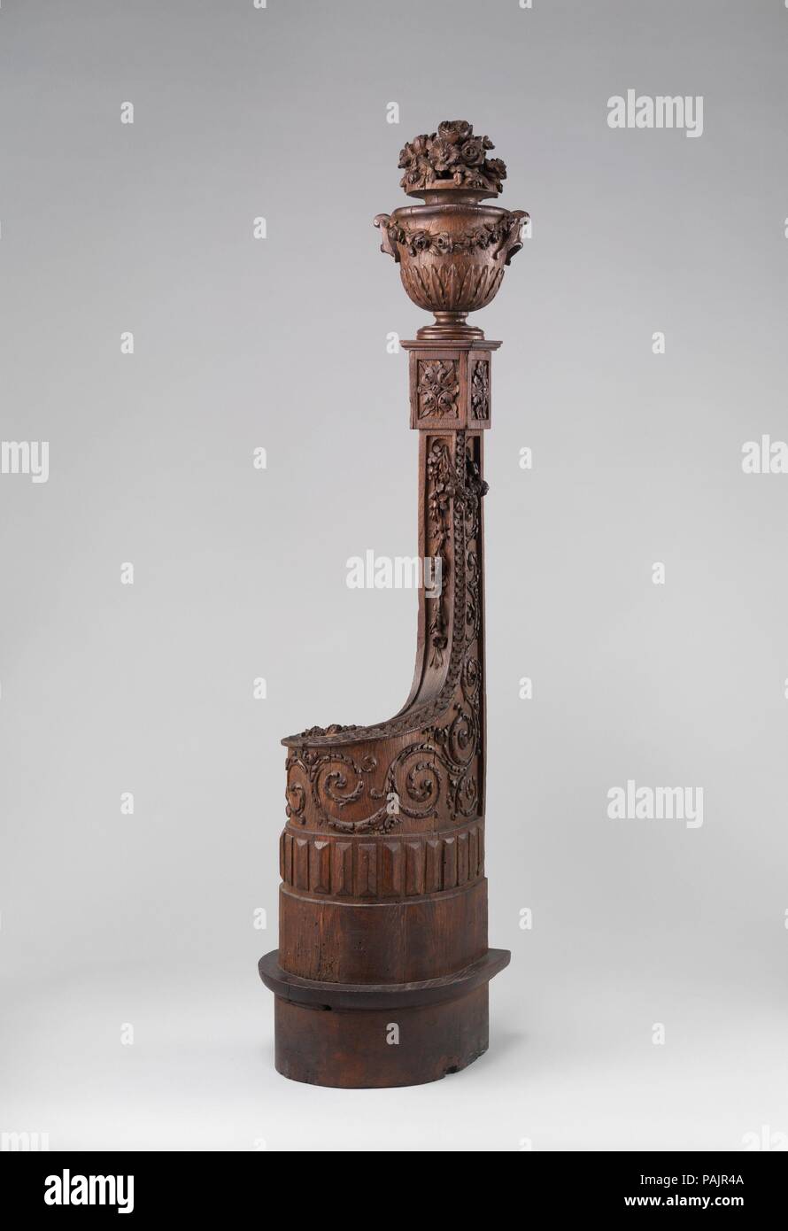 Newel post. Culture: French. Dimensions: Overall (confirmed): 64 x 14 1/2 x 14 in. (162.6 x 36.8 x 35.6 cm). Date: 18th century. Museum: Metropolitan Museum of Art, New York, USA. Stock Photo