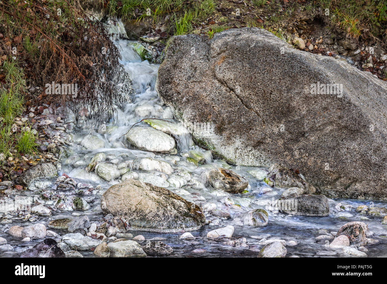 Park of the sulphurous springs of the Lavino river. Abruzzo Stock Photo