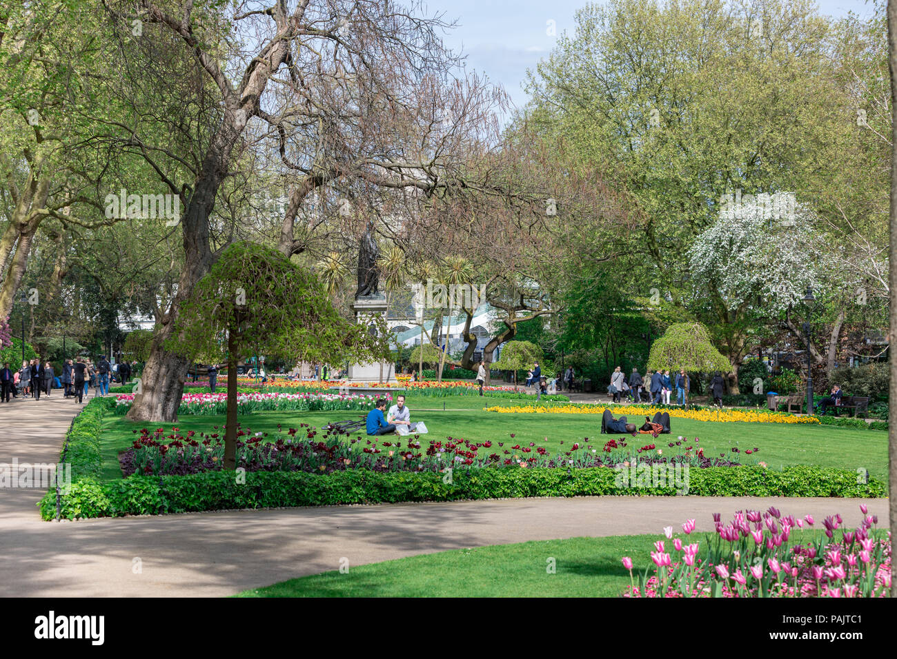image of people in a London park in the spring of 2017 Stock Photo