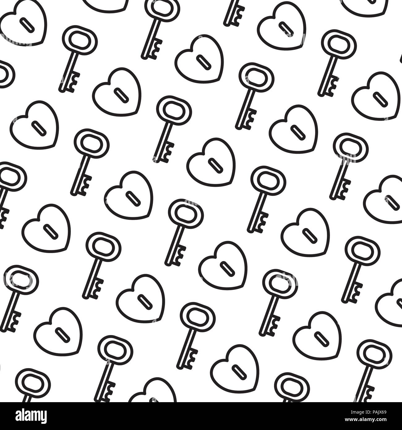 line nice heart padlock and key background Stock Vector Image & Art - Alamy