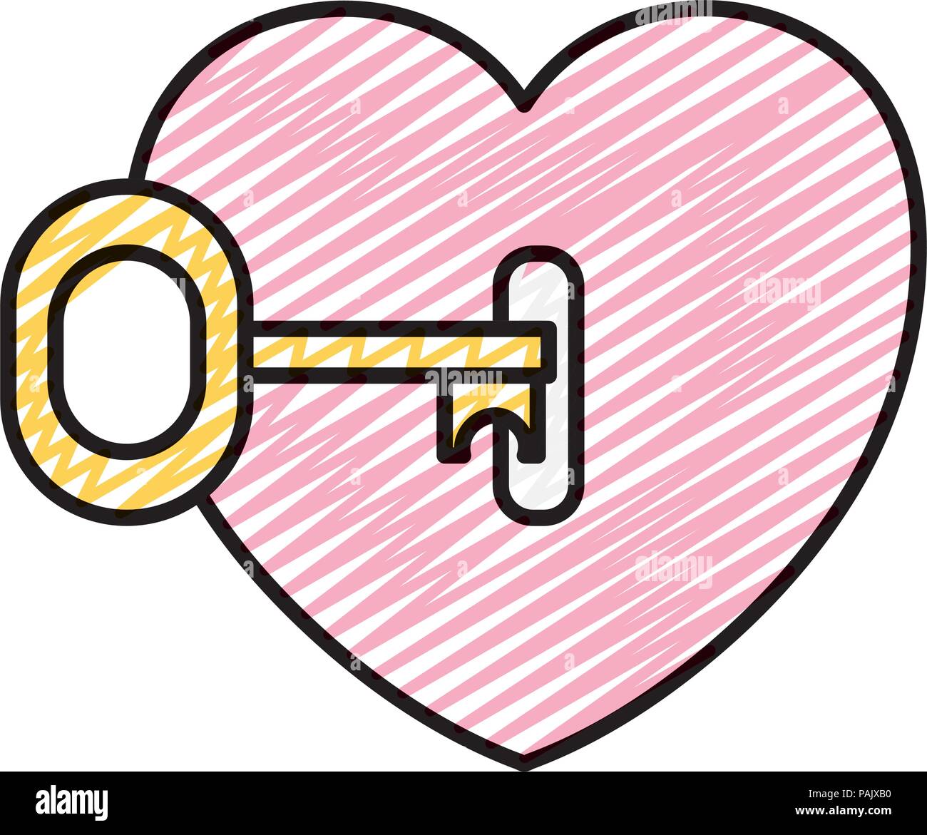 doodle nice heart padlock with key access inside Stock Vector Image ...