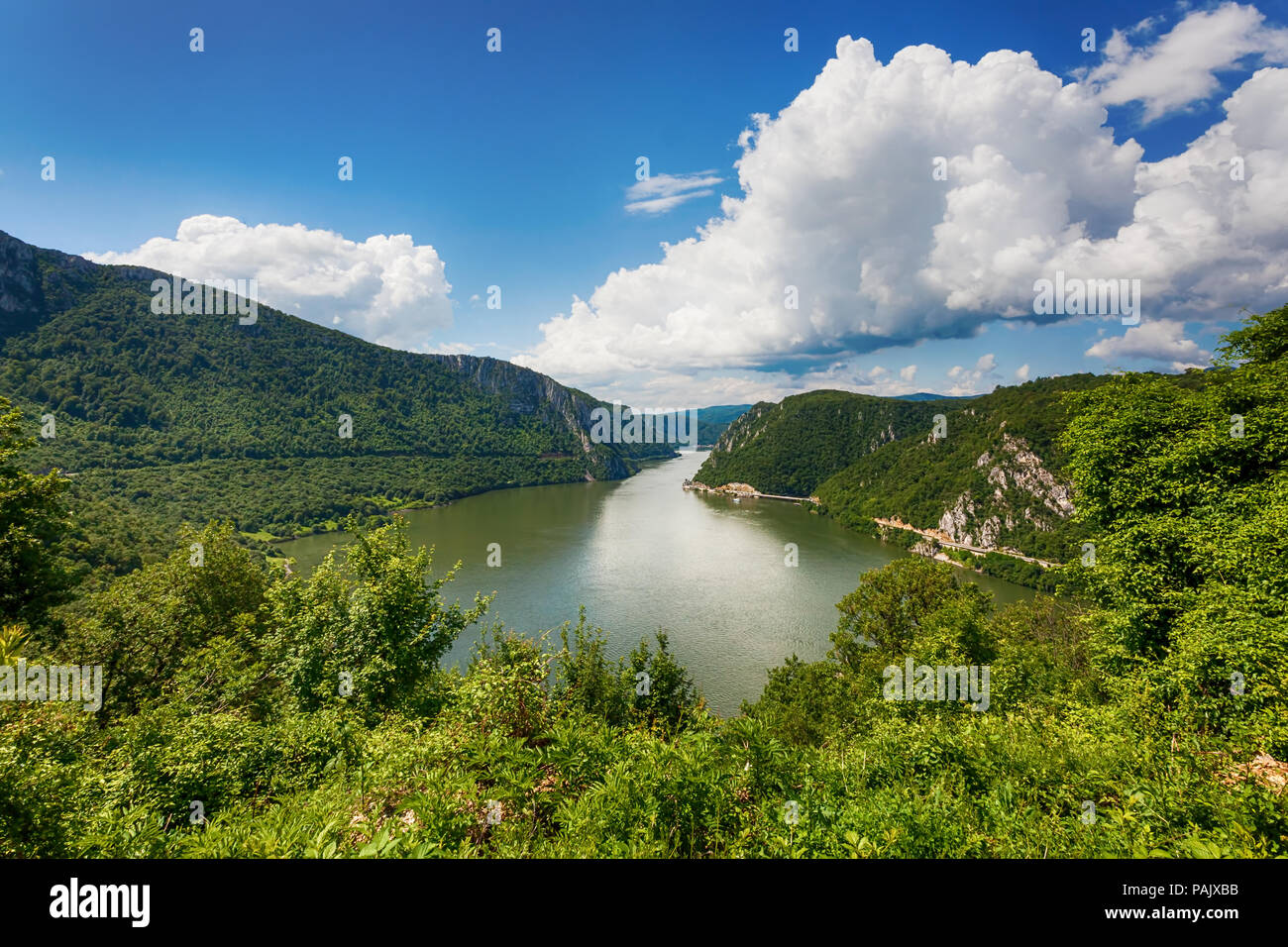 Lanndmark of the Danube gorges, border bertween Serbia & Romania Stock Photo