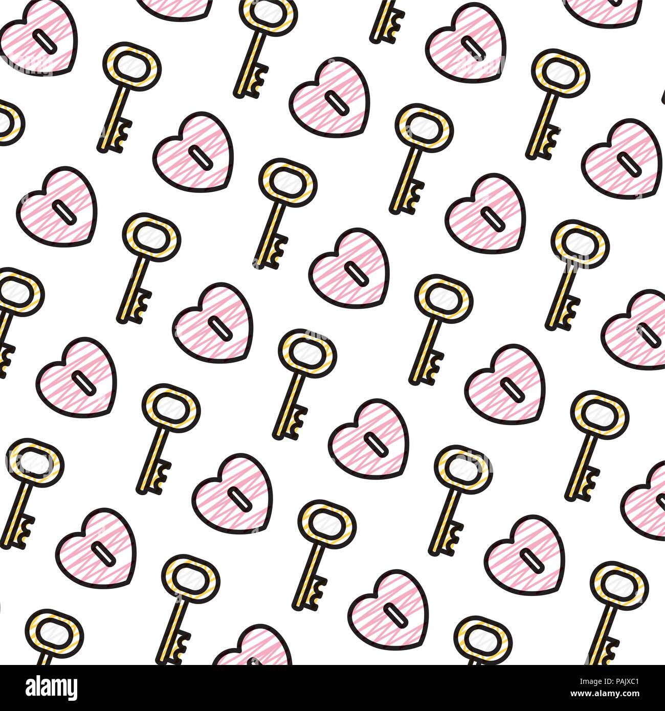 doodle nice heart padlock and key background Stock Vector Image & Art ...