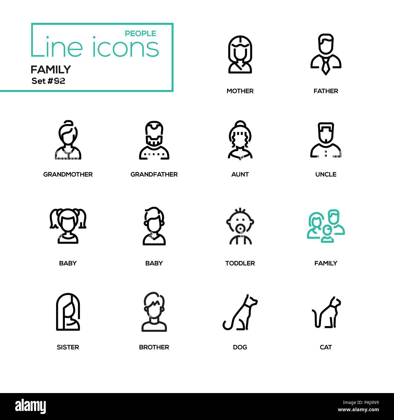 Family - modern line design icons set Stock Vector