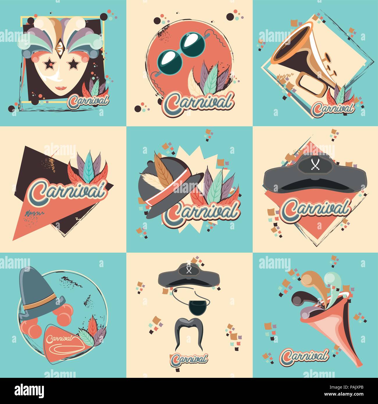 carnival set collection icons vector illustration design Stock Vector ...