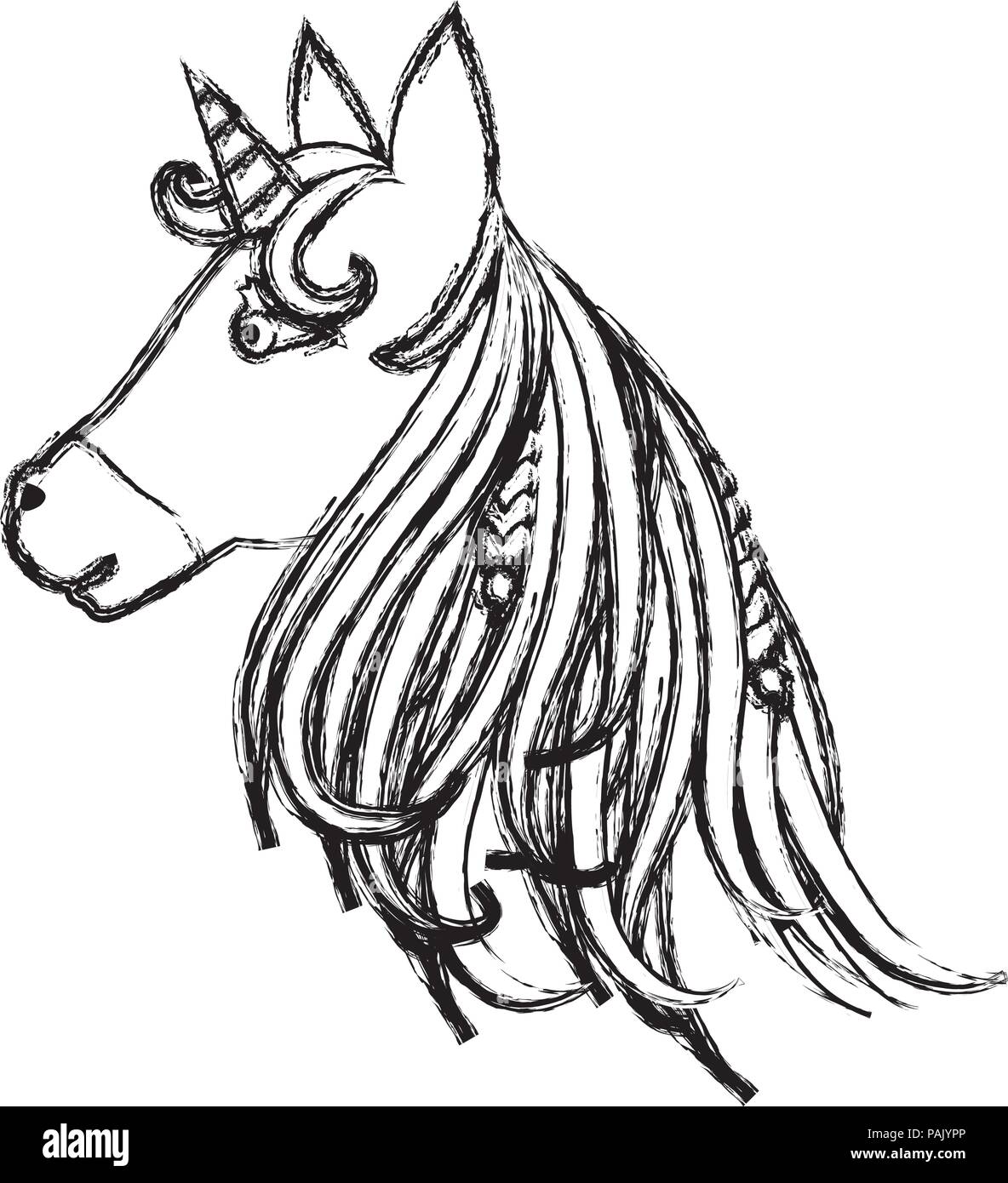 grunge beauty unicorn head with horn and hairstyle Stock Vector Image & Art Alamy
