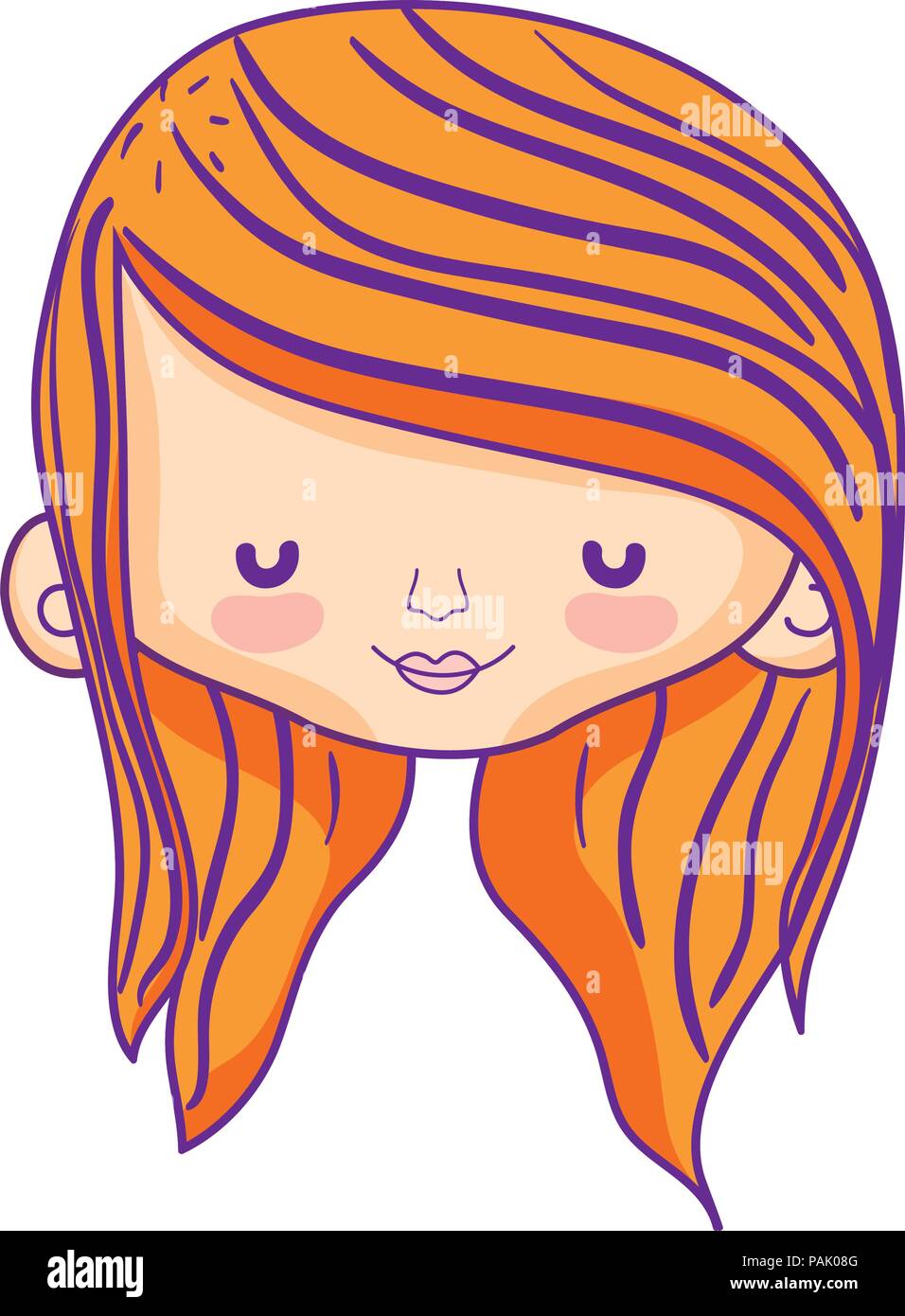 beauty woman head with long hairstyle Stock Vector