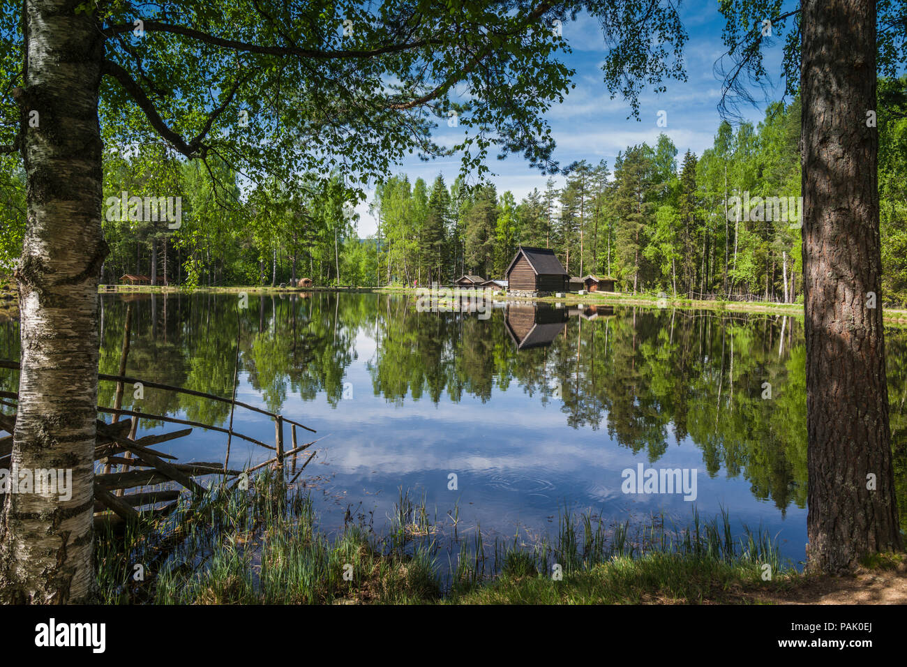 Typical Norwegian landscape in Lillehammer, Norway. Stock Photo