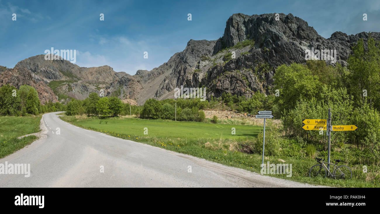 Road on Leka Island, Norway Stock Photo