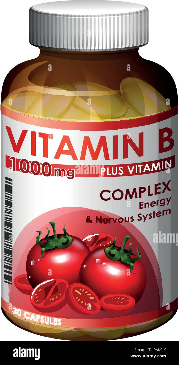 A Bottle of Vitamin B illustration Stock Vector