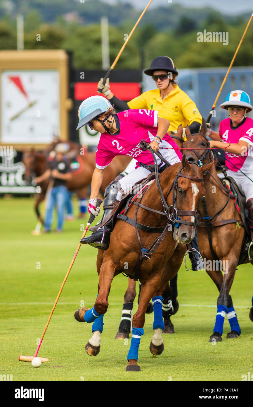 Mia Cambiaso (2), the 16 year old daughter of polo legend Adolfo Cambiaso in action for the UAE Ladies Polo Team against Maiz Dulce in the British Lad Stock Photo