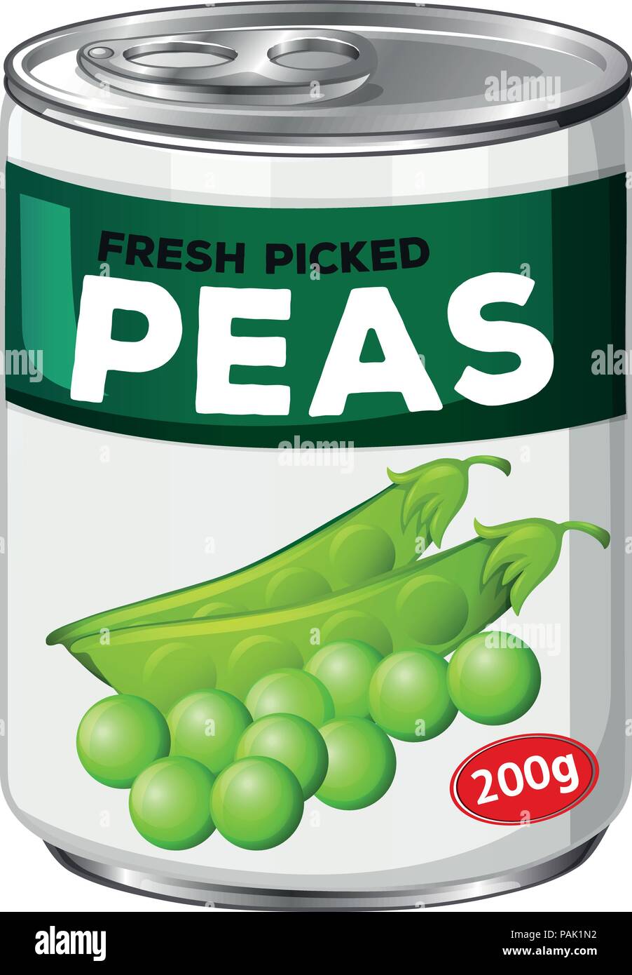 Can of fresh picked peas illustration Stock Vector