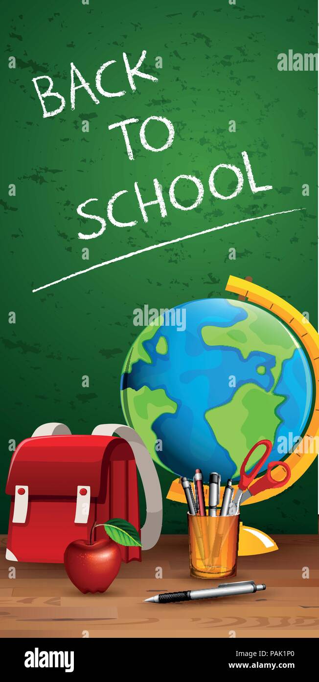 Back to school on blackboard illustration Stock Vector