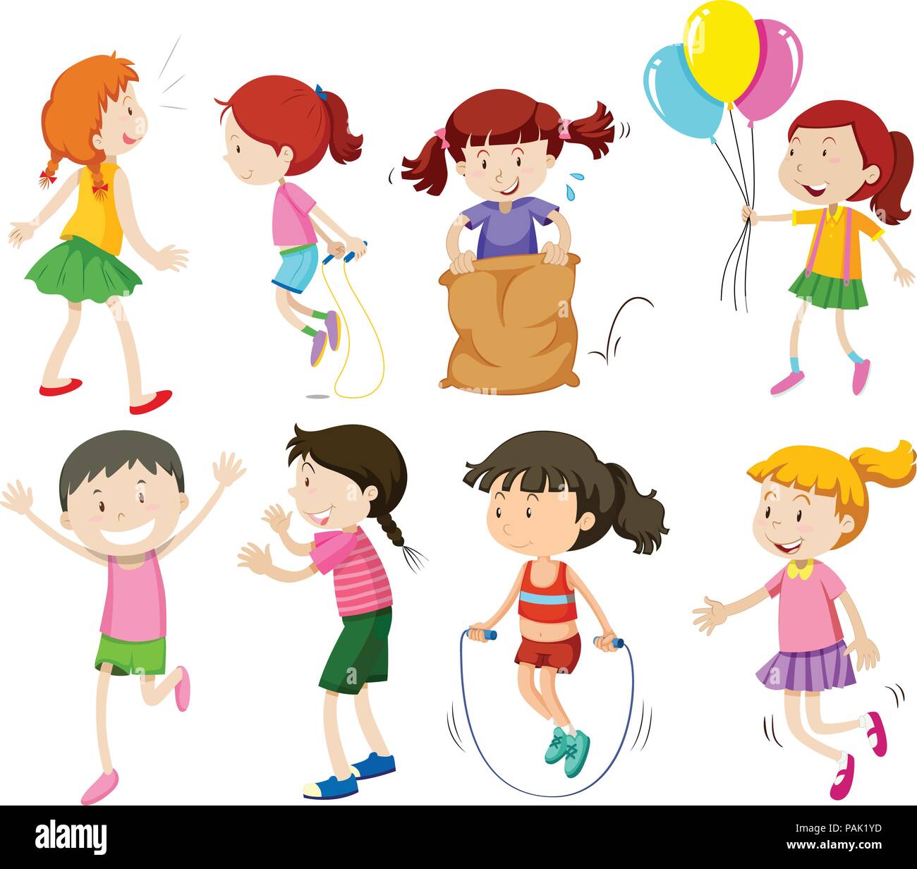 A set of girl and activity illustration Stock Vector Image & Art - Alamy
