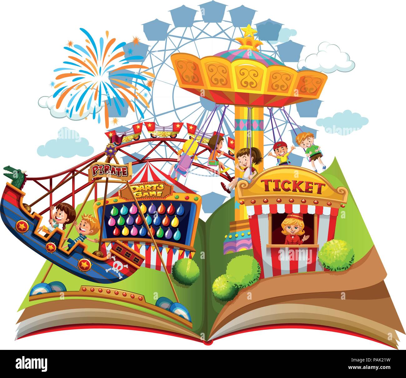 Fun carnival within pop up book illustration Stock Vector Image & Art -  Alamy