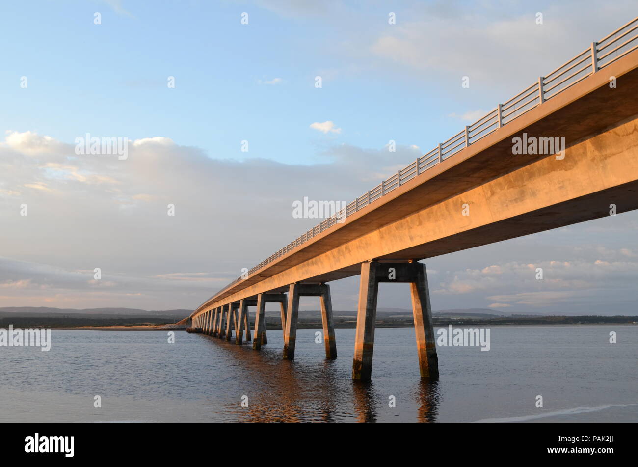 The Dornoch Firth Bridge, carrying the A9 trunk road from Inverness to Wick over the Dornoch Firth, Scotland, UK. Stock Photo