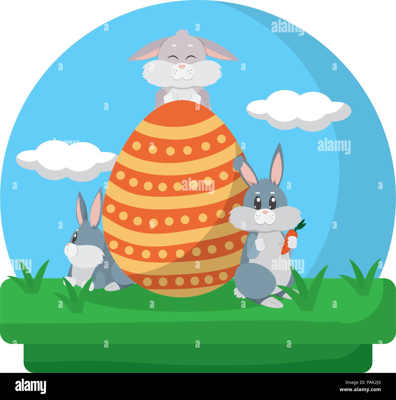 cute rabbits with egg easter decoration Stock Vector Image & Art - Alamy