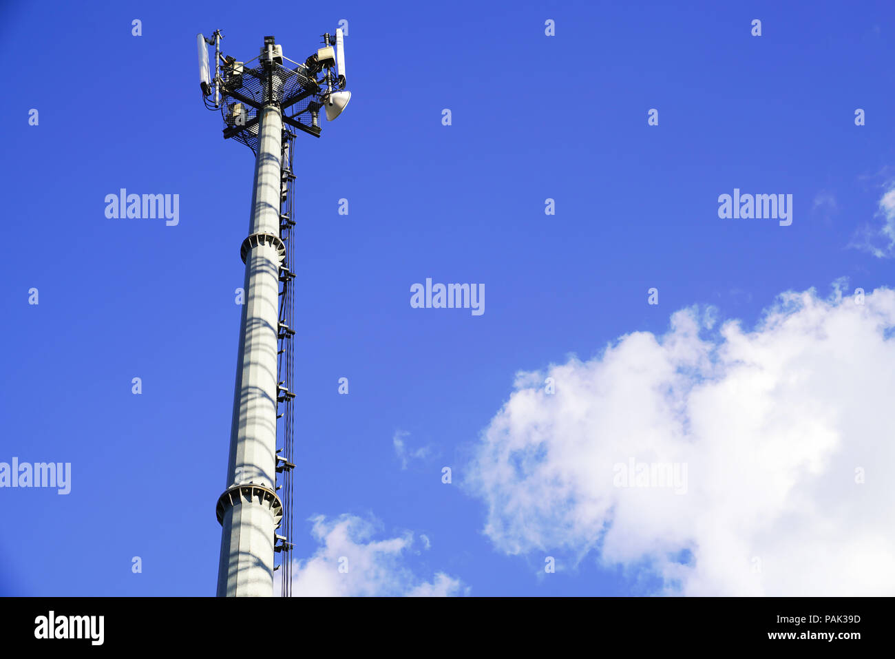 Mobile phone base stations with blue sky background in Turkey Stock