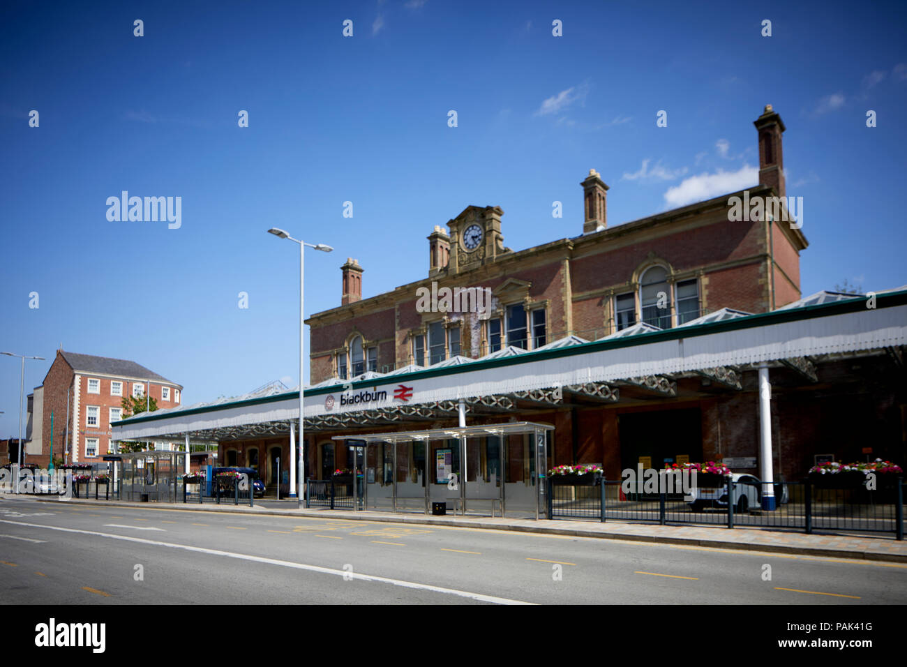 Blackburn railway station exterior , Lancashire, England Stock Photo
