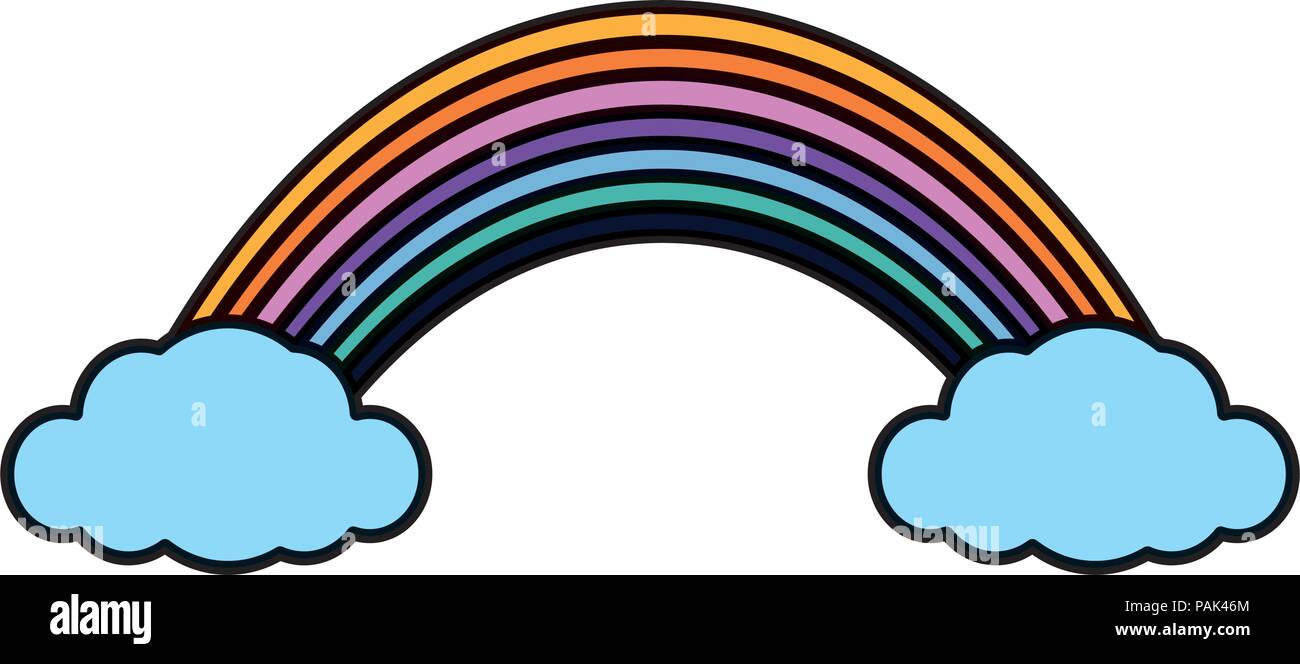 color beauty rainbow with nature clouds in the sky Stock Vector Image ...