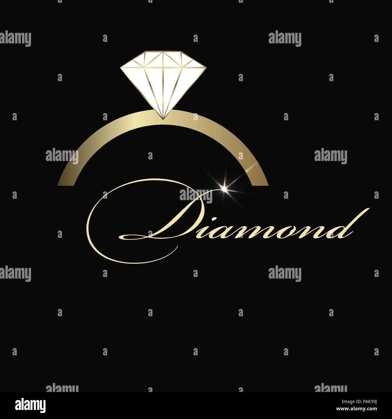 Jewelry company emblem. Ring with diamond logo Stock Vector