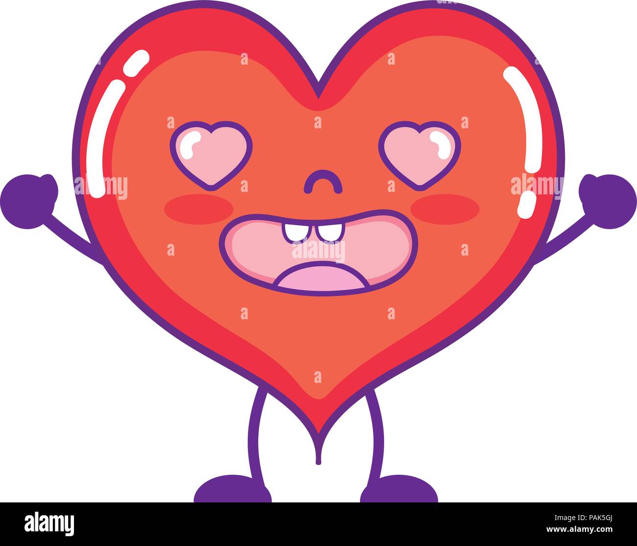 kawaii lovestruck heart with arms and legs Stock Vector Image & Art - Alamy