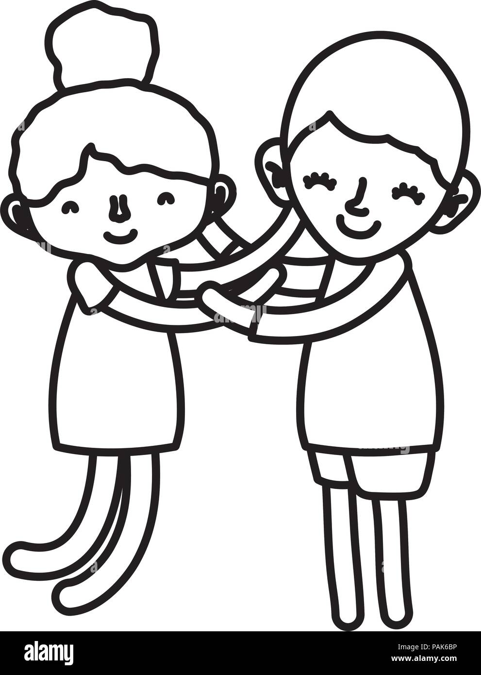 Line Boy And Girl Children Sleeping And Standing Stock Vector Image Art Alamy