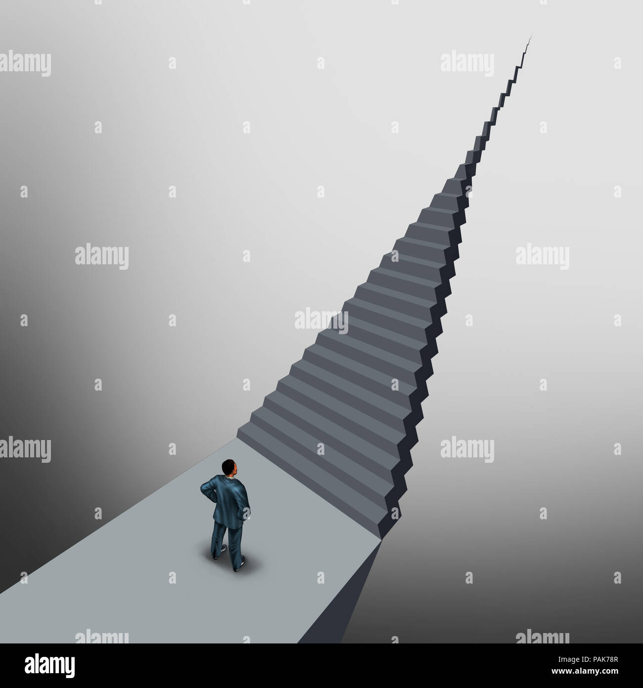 Decreasing career opportunity as a business concept and financial metaphor with 3D illustration elements. Stock Photo