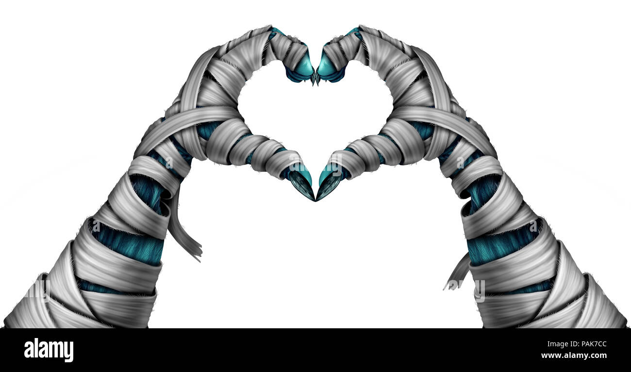 Mummy Hand Heart Shape As A Halloween Creepy Night Graveyard Creature Or Dead Corpse Character With Arms Emerging Stock Photo Alamy