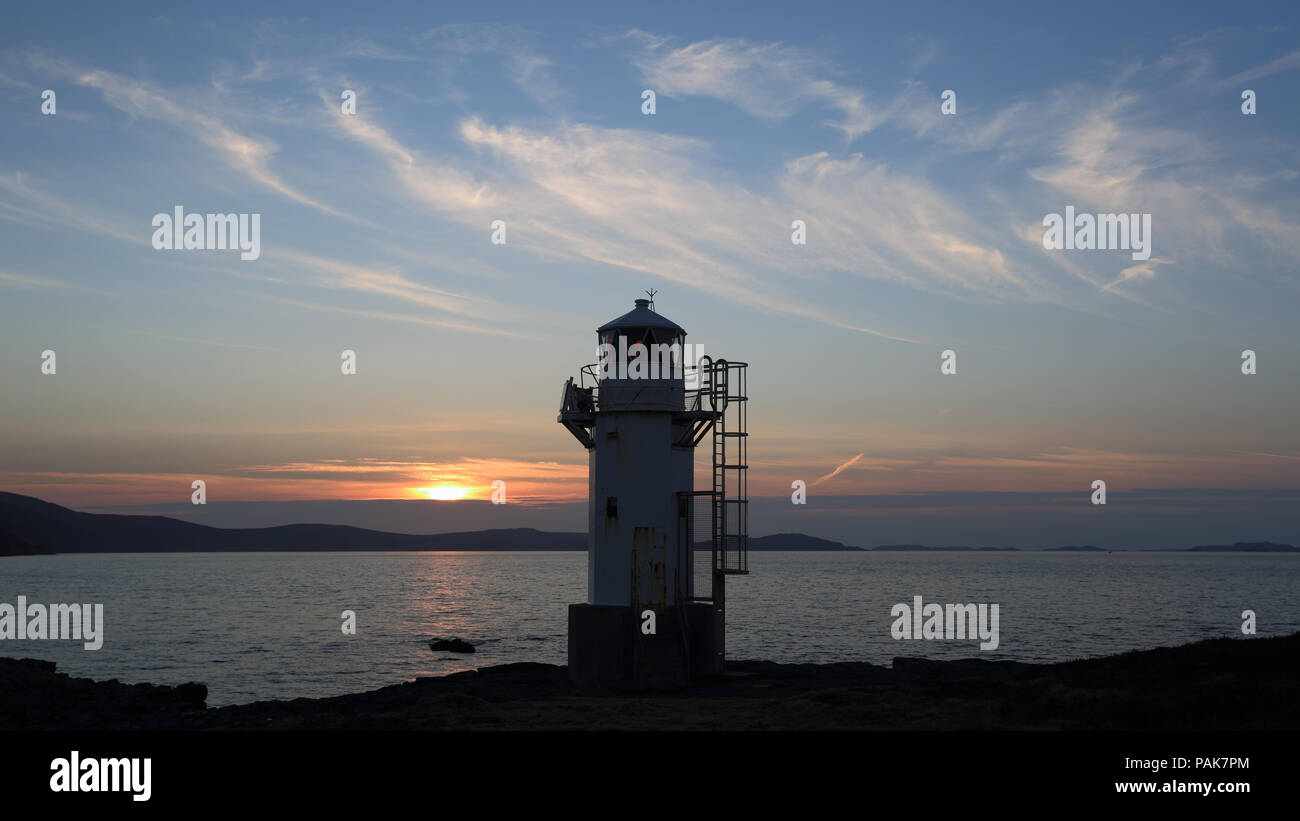 Rhue Lighthouse At Sunset Stock Photo